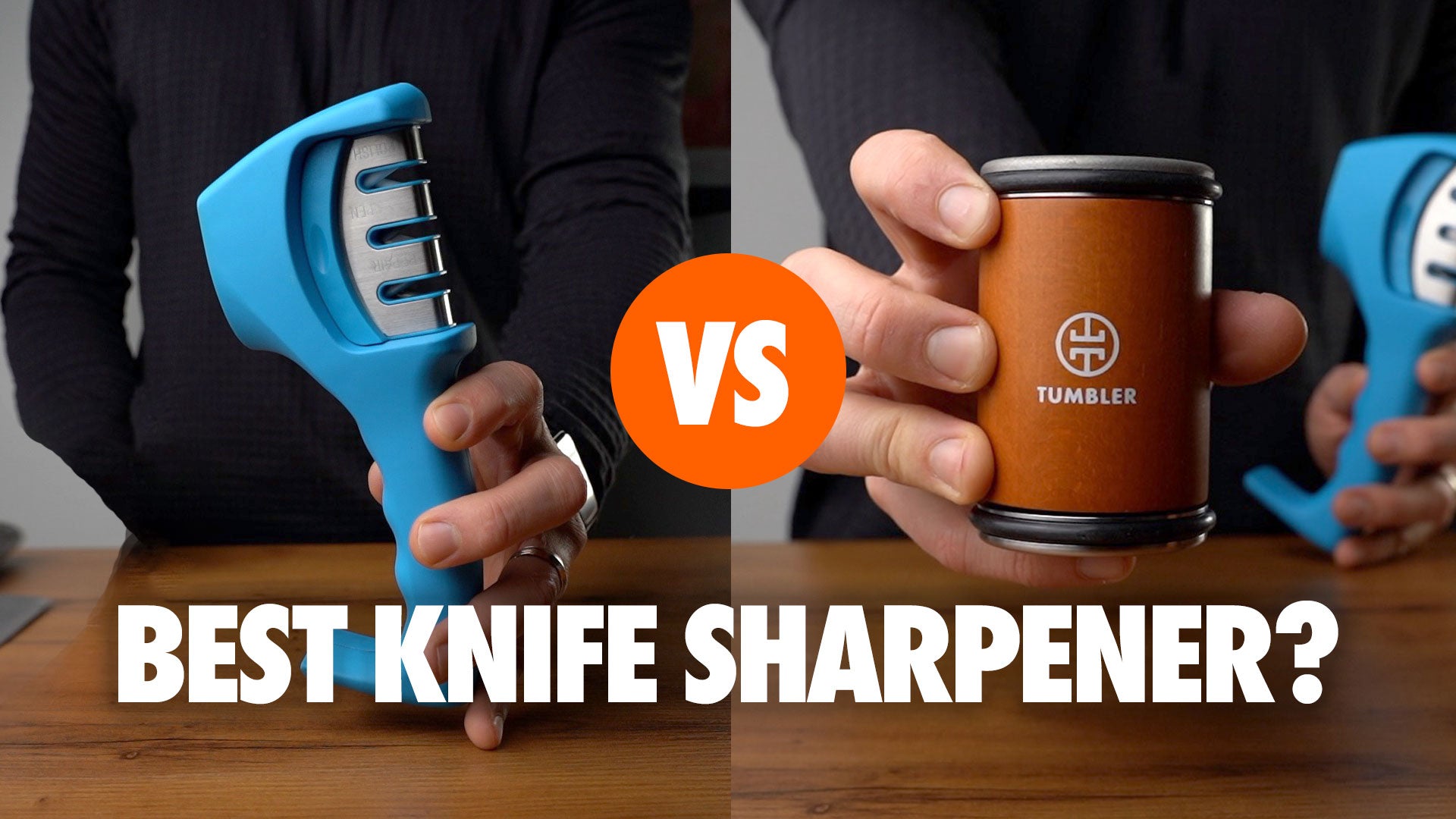 Tumbler Rolling Sharpener vs Gorilla Grip Pull Through Knife Sharpener –  Tumbler Rolling Knife Sharpener